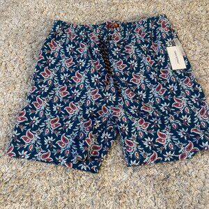 NWT Consequence Paisley Swim Trunks Teal Stretch Shorts Large